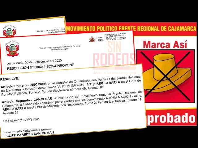 ES OFICIAL: FRENTE REGIONAL DE CAJAMARCA DESAPARECE COMO MOVIMIENTO POLÍTICO